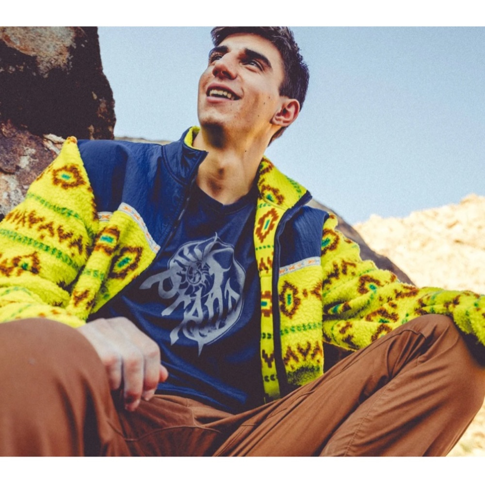 prAna Hurricane Full Zip Fleece Geometric Bright Lichen—Unisex